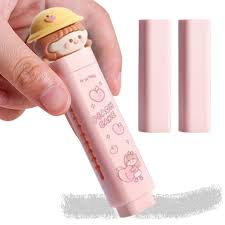 Gomme rétractable push-up avec 2 recharges cartoon ROSE