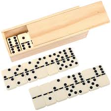 Jeu Dominos Complet D6 BELLE VOUS en Bois Tunyyo 28 Pièces Blanc & Noir
