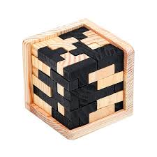 Puzzle Cube en Bois 3D Créatif Ming Luban pour Enfant Bois/Noir