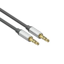 Cable jack 3.5mm M/M RECOREN tressé 1m Noir/Gris