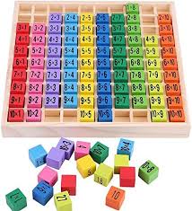 Jouet en bois Montessori tables de multiplication 99 combinaisons cubes Bois