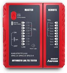 Testeur reseau telephone/lan AMPCOM WAMCRD RJ45+RJ11 Rouge