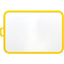 Ardoise blanche plastique effaçable 18.5x26 cadre jaune
