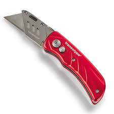 Cutter TOVIA avec lame retractable aluminium rouge
