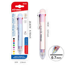 Stylo à bille 8 couleurs MOTARRO scolaire 0.7mm multicolors