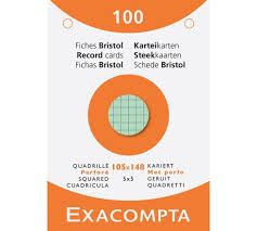 Fiches Bristol Exacompta 75x125 blanc 5x5 quadrillé