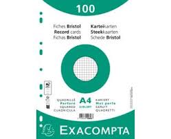 Fiches bristol 210x297 quadrillé 5x5 exacompta x100