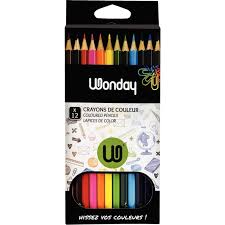 Crayons de couleurs 18 cm wonday x12