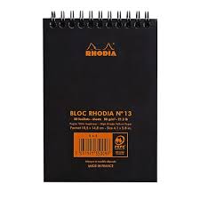 Bloc note Rhodia noir 80p A4 N°19 Perforer 5x5  80g