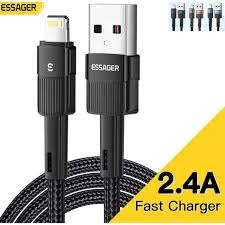 Cable USB-A/Lightning ESSAGER EXCL-XC01 Noir/Noir