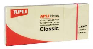 Bloc Notes APLI Classic Notes 300 40x50mm Jaunes