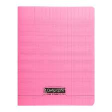 Cahier scolaire piqures 90g 24x32 rose polypro 192p