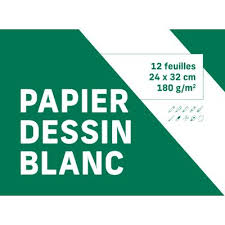 Pochette papier dessin blanc 24x32 12feuilles 180g