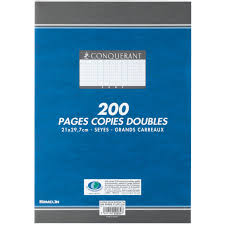 Feuille mobiles doubles 21x29.7 non perforée 70g grand carreaux 200p
