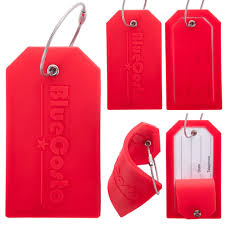 Etiquettes à bagages LKEEP 9x5x0,5cm en silicone pour valises Rouge