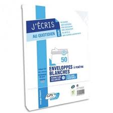 Enveloppes Sans Fenêtre Blanches "J'écris" 110x220mm Gpv France (X50)