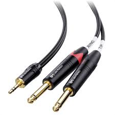 Cable Jack 3,5mm Male / 2x6,5mm Femele 1 Metre Noir/Gris