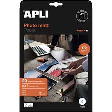Papier photo A4 matt 170g/m2 APLI 20 feuilles