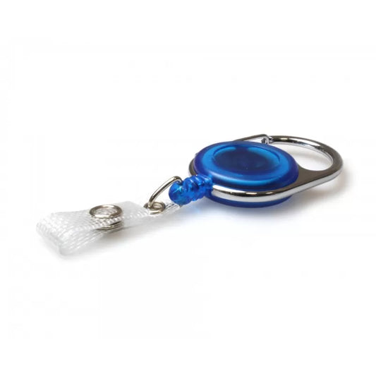 Enrouleur attache-badge avec accroche en métal et lanière en vinyle renforcée Bleu  Voir le produit