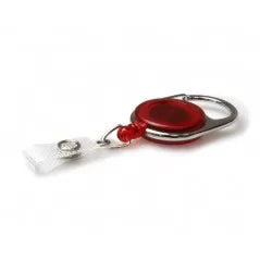 Enrouleur attache-badge avec accroche en métal et lanière en vinyle renforcée Rouge