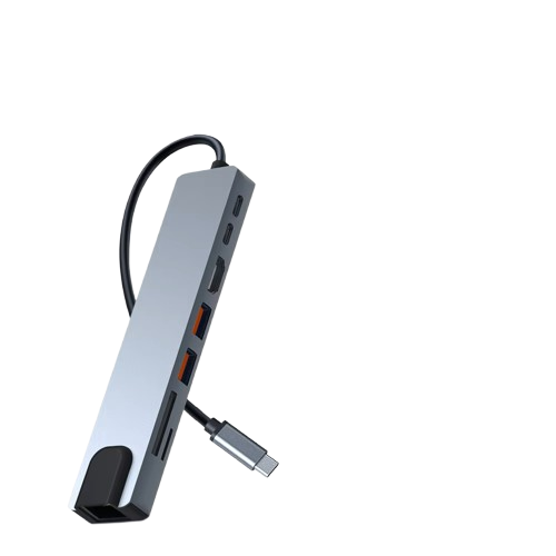 Hub USB 8 en 1 Type-C  USB-A Cartes SD Micro SD jack 3,5mm + adaptateur