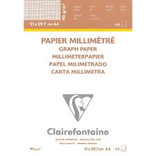 Papier Millimetre A4 90g X12 Clairefontaine