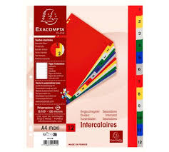 Intercalaires plastiques EXACOMPTA 83H A4 225g 12/100e 120 microns (x6)
