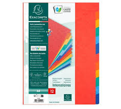 Intercalaires cartonnés EXACOMPTA 1412E A4 225g 3/10e 0,3mm (x12)