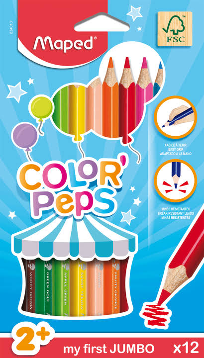 12 CRAYON COULEURS COLOR PEPS MAPED