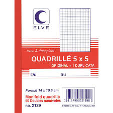 Carnet de notes ELVE Autocopiant quadrillé 5x5 A6 50 tripli 14x10,5cm rouge