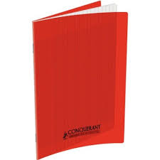 Cahier scolaire piqures 90g 17x22 rouge seyes polypro 96 pages