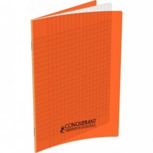 cahier conquerant7 agrafe 17x22 /192p 70g seyes polypro orange