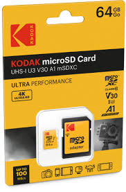 Carte micro-SD KODAK UHS-I U3 V30 A1 64Go