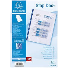 Pochettes perforées transparent A4 stop doc exacompta  ( x100 )