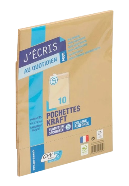 Enveloppe marrons "J'écris au quotidien" 176x250mm GPV Everyday (x10)
