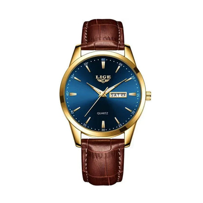 Montre Quartz Homme LIGE 1853 bracelets cuir Or