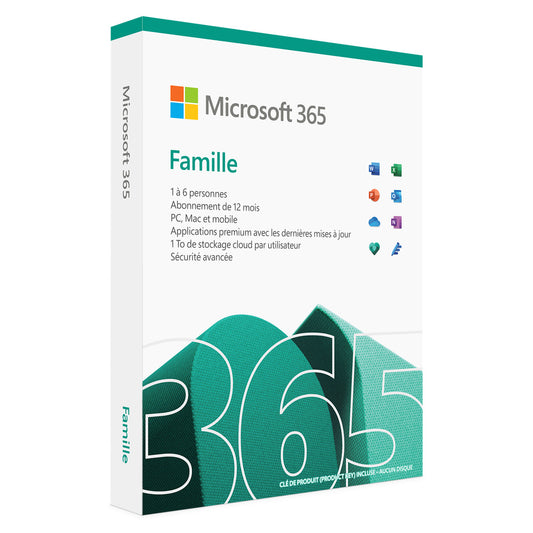 Microsoft Office 365 Famille PC ou Mac jusqu’à 6 utilisateurs (1 an)