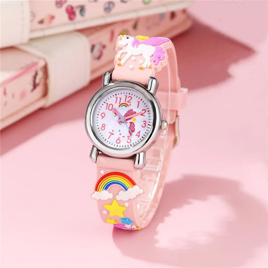 Montre Quartz enfant arc-en-ciel en silicone