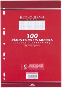 Feuilles Mobiles double 21x29.7 100p Conquerrant Grand Carreaux