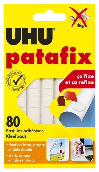 Pate à fixe UHU  jaune 80 pastilles adhésives hecht pads
