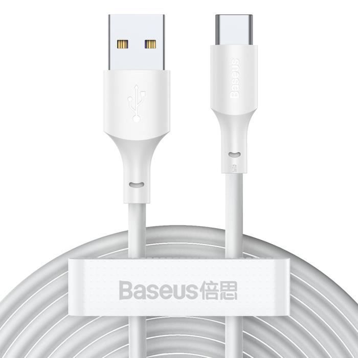 Cable USB 2.0 vers USB-C BASEUS 5A 40w DATA CABLE KIT 1,5m Blanc