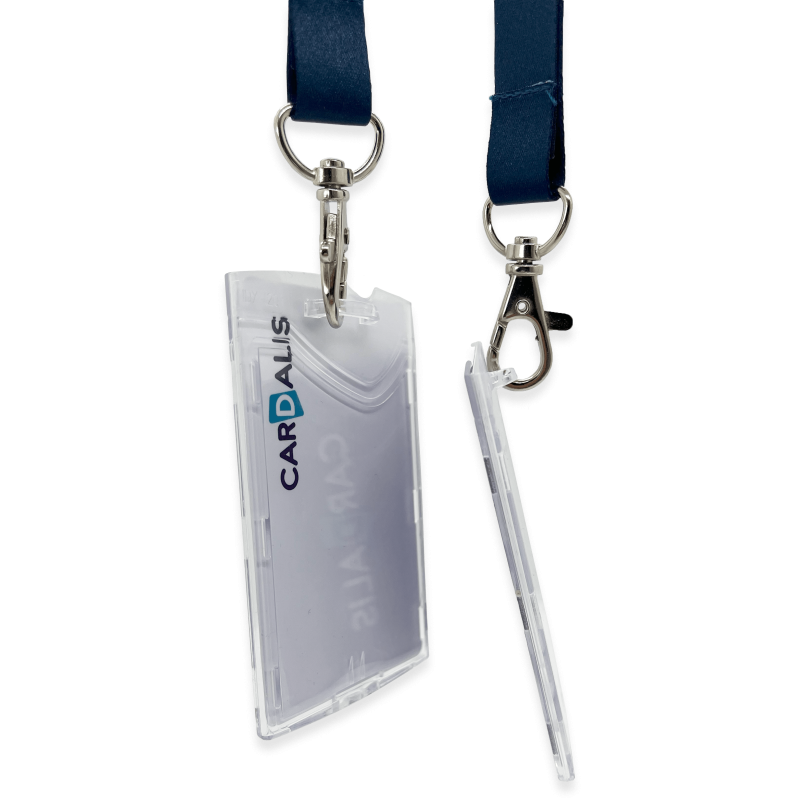 Porte-badge rigide vertical dépoli format CR-80 Transparent