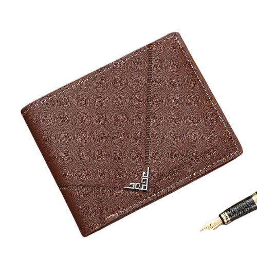 Portefeuille en cuir court pour homme JIANGBAO Marron
