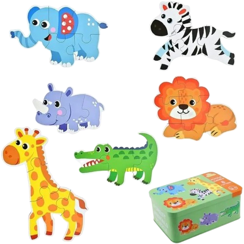 Puzzle en bois ronds Animaux jeu Montessori 3 ans et+