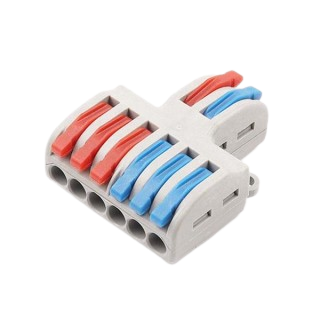 Connecteur de fil Wago à levier enfichable 2 entrées/6 sorties Bleu/Rouge
