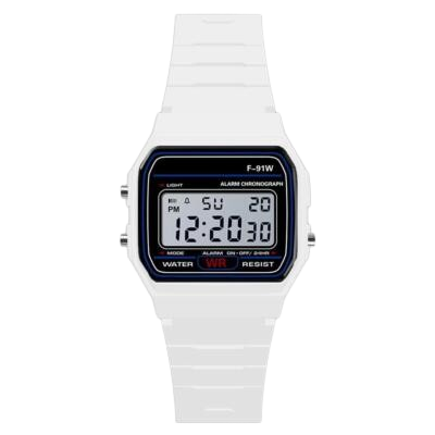 Montre de sport électronique blanc , analogique, numérique, style militaire, étanche, LED