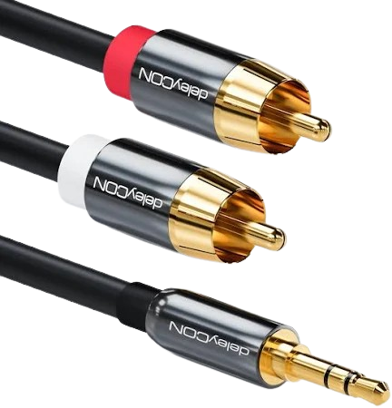 Cable jack 3,5mm Male vers 2RCA Male TOOCKI 3m tressé Gris