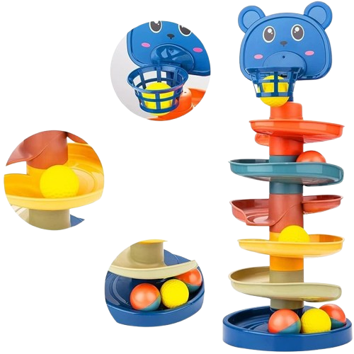 Jouet Montessori Basket Rolling Ball tour de jeu avec balles tourant multicolors