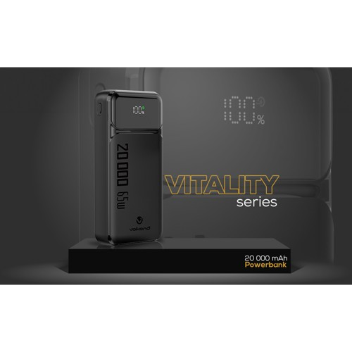 Batterie mobile SmartBank Volkano Vitalité Séries PD 65w 20 000mAh Noir